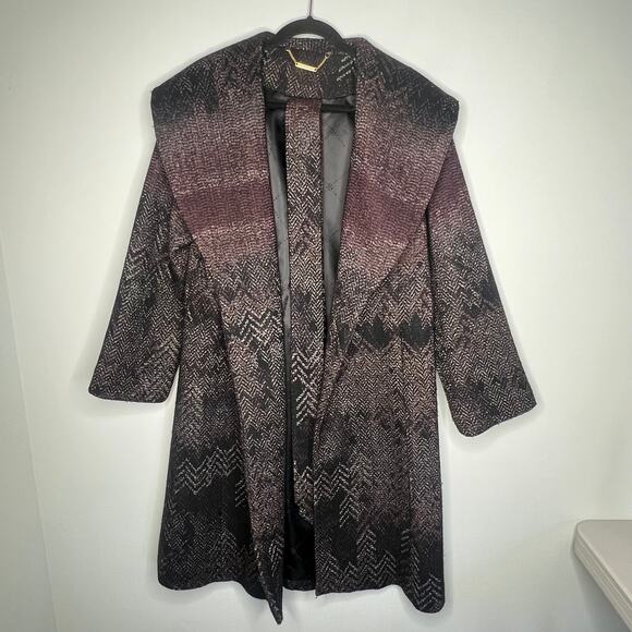 Trina Turk Printed Wool Belted Wrap Coat Size 4 - Picture 3 of 8